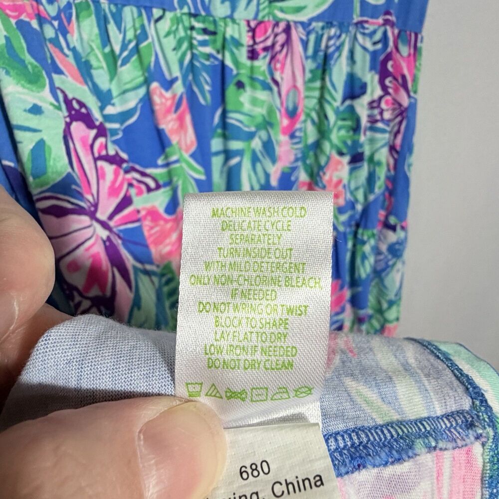 Lilly Pulitzer Blue Isle Be Back Butterfly Tiered Jodee Swing Dress Size XS - Picture 8 of 10